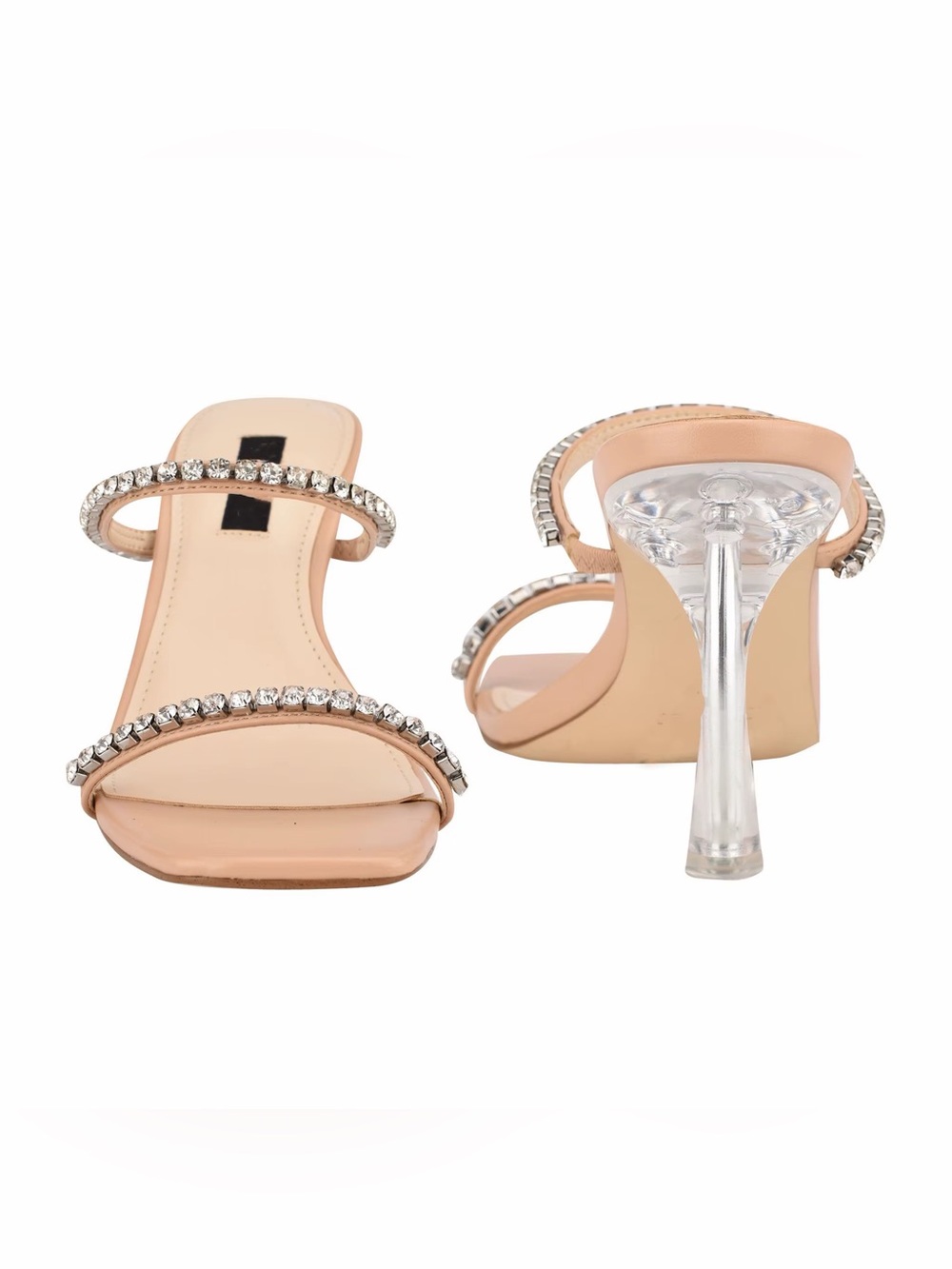 Nine West Nude Jeweled Mule Heels